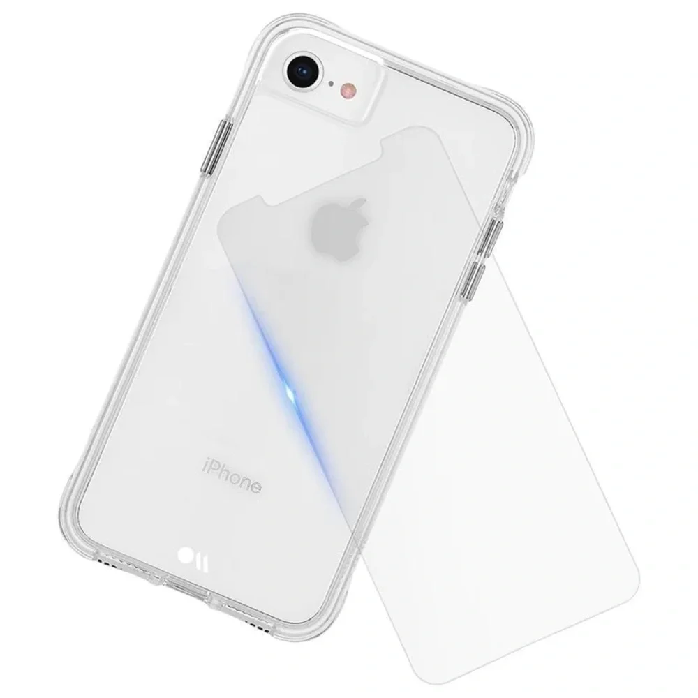 Case-Mate Clear Tough Case iPhone 6 6s 7 8 + Glass Screen Protector (2)